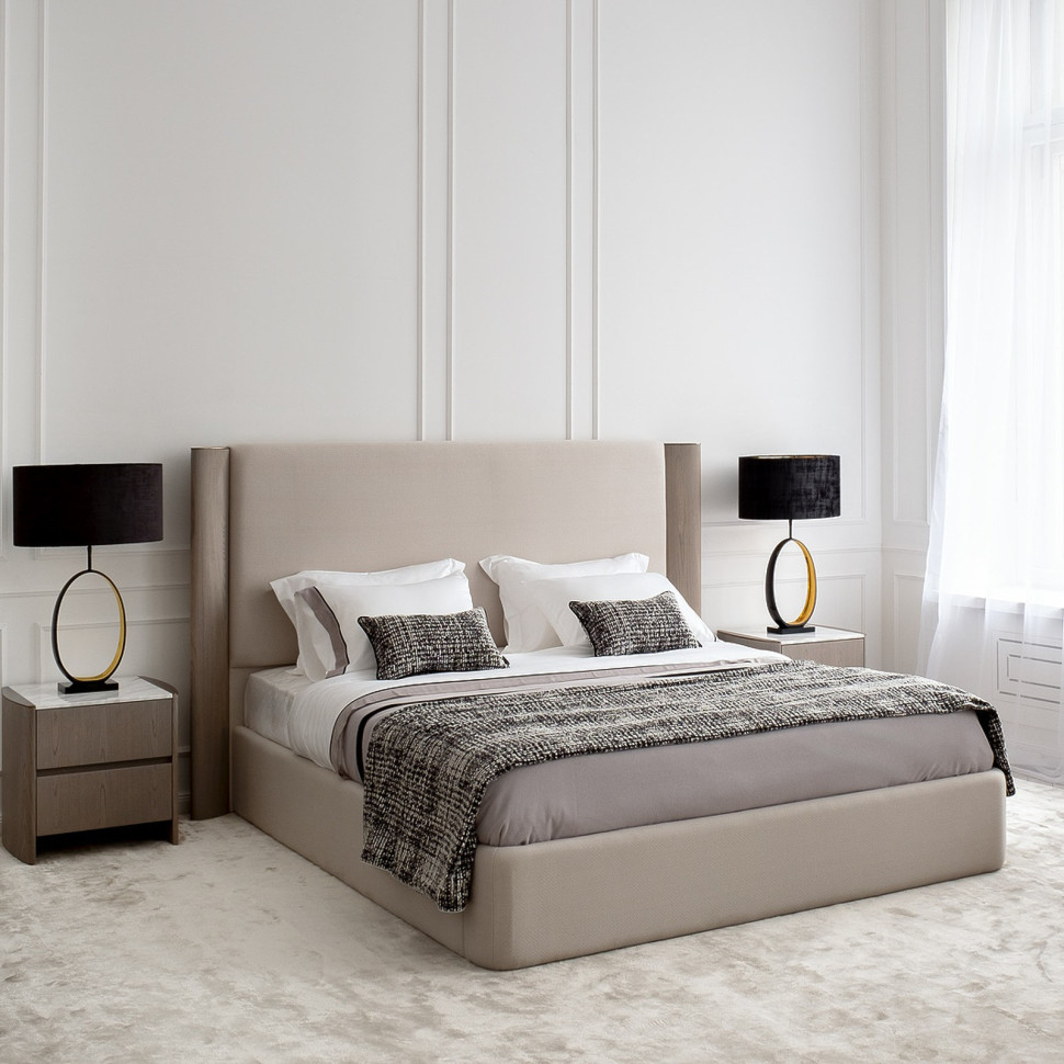 Кровать Fratelli Barri Noli 224,5 x 214,5 x h131 см, с решёткой, бежевая ткань