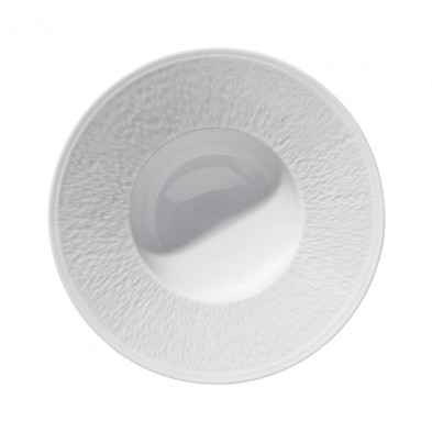 Тарелка суповая Raynaud MINERAL, диаметр 22 см, белая с выгравированным ободком, фарфор