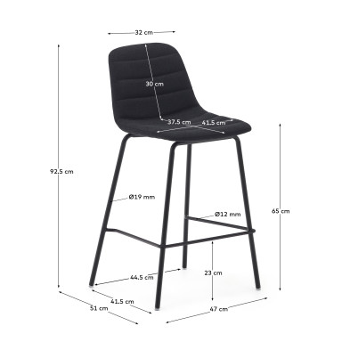 Полубарный стул La Forma Zunilda 51 x 50,5 x h92,5 см, чёрный, высота сиденья 65 см