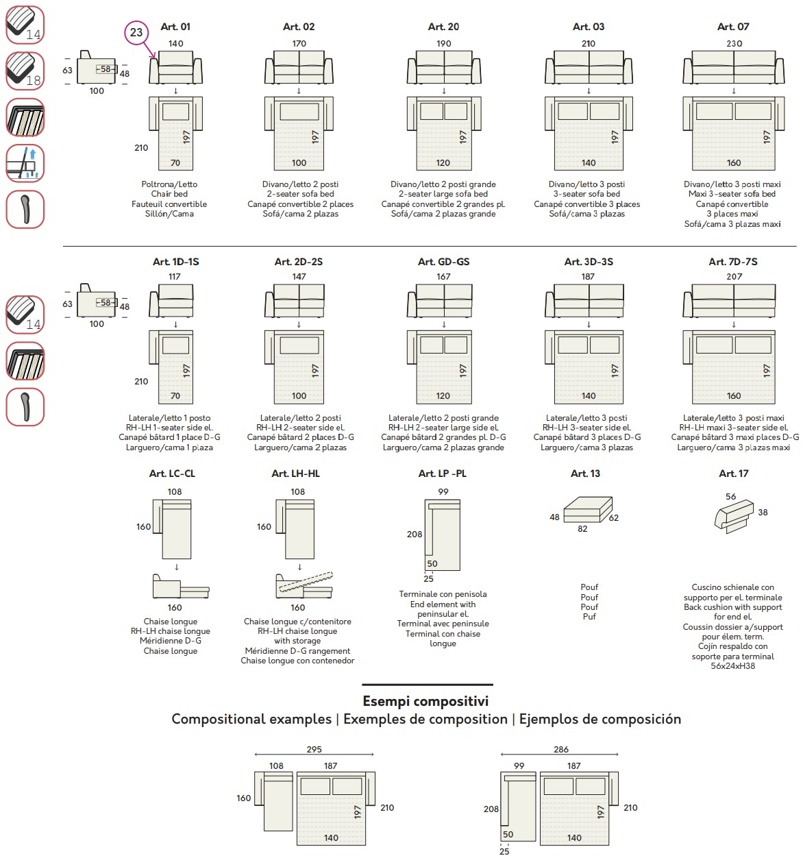 Размеры Диван-кровать Felis Jack Размеры Диван-кровать Felis Jack