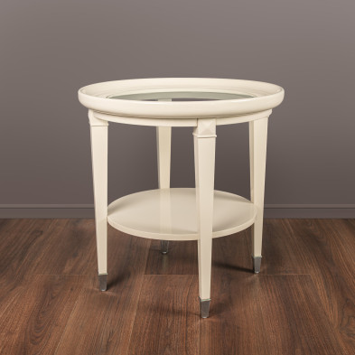 Приставной стол Fratelli Barri Modena диаметр 65 x h66 см, бежевый глянцевый лак