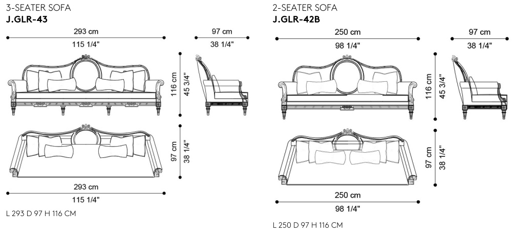 Размеры Диван Jumbo Collection Guirlande