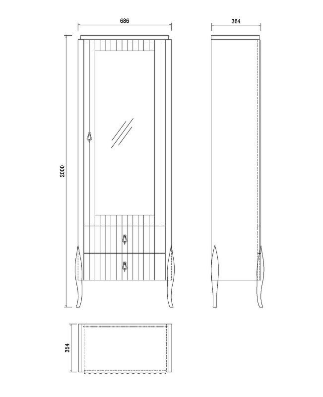 Витрина Fratelli Barri Rimini 68,6 x 36,4 x 200h nc68640