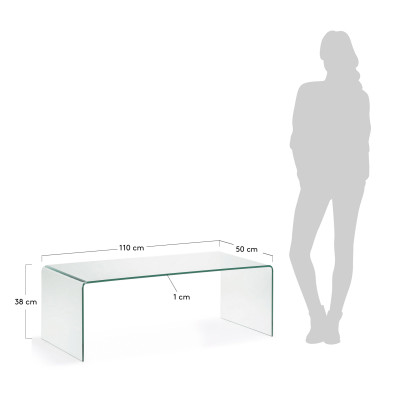 Журнальный столик La Forma Burano 110 x 50 x h38 см, прозрачный