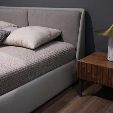 Кровать Mod Interiors Лурдес 202 x 223 x h98 см, с подъёмным механизмом, серый текстиль
