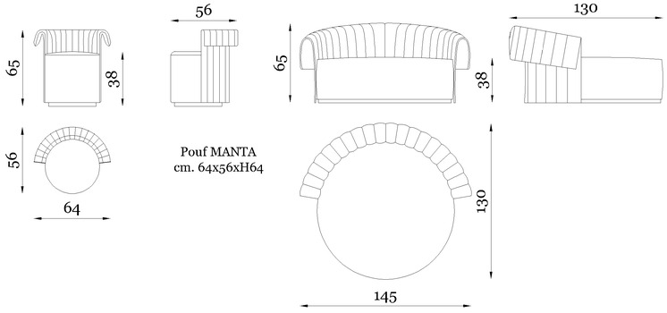 Размеры Пуф Rugiano Manta