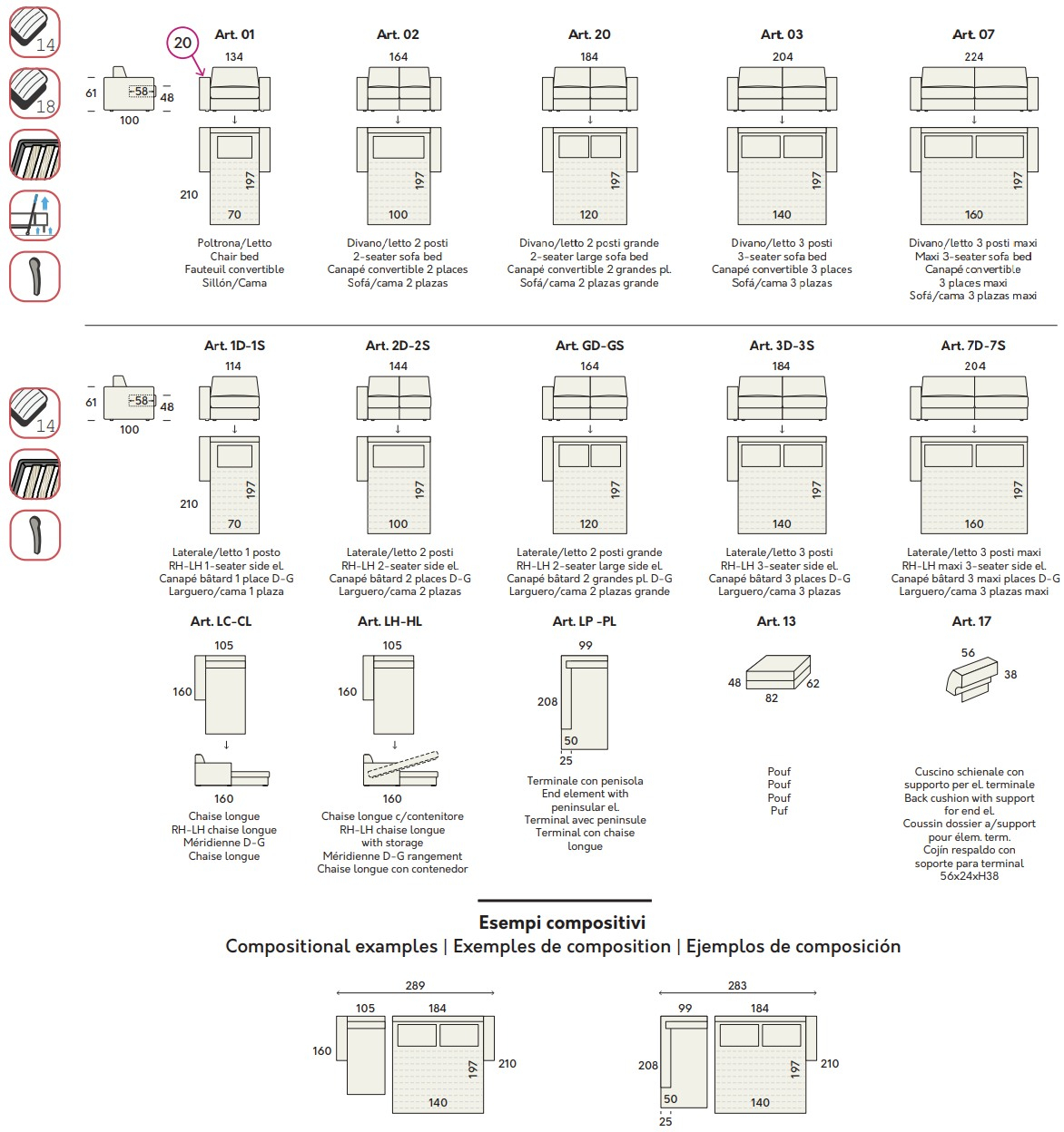Размеры Диван-кровать Felis Kurt Размеры Диван-кровать Felis Kurt