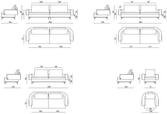 Размеры Диван Visionnaire Rhapsody