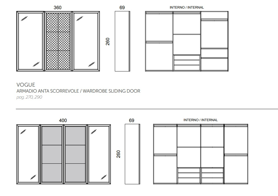 Размеры Шкаф Dv home collection Vogue armadio