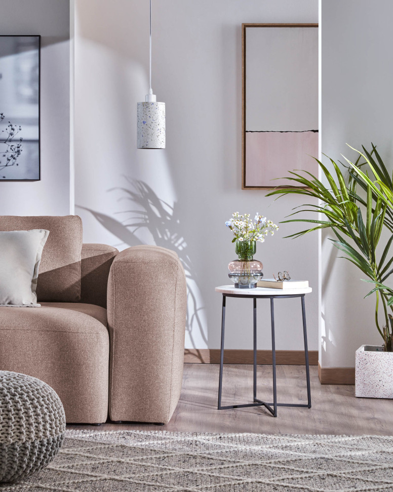 Журнальный столик La Forma Burnet диаметр 41 x h53 см, белый мрамор