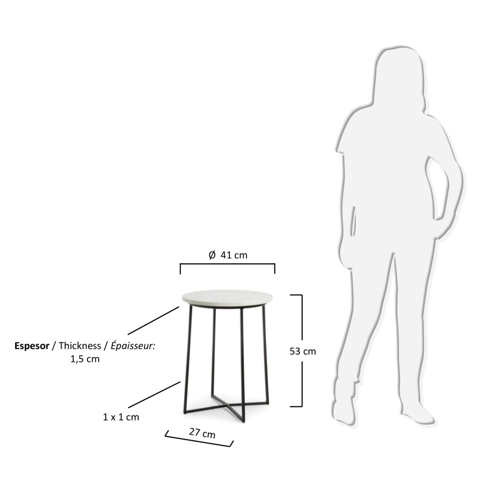 Журнальный столик La Forma Burnet диаметр 41 x h53 см, белый мрамор
