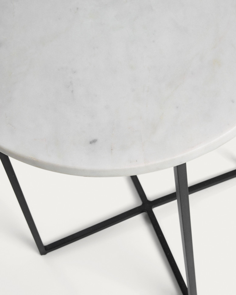 Журнальный столик La Forma Burnet диаметр 41 x h53 см, белый мрамор