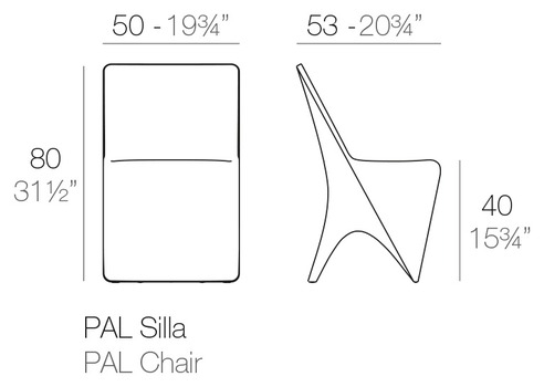 Размеры Стул Vondom Pal