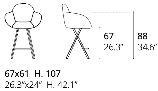Размеры Барный стул Ozzio design Yago S556