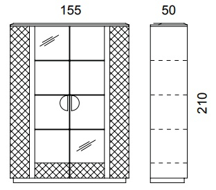 Размеры Витрина Dv home collection Charlotte 2 Doors