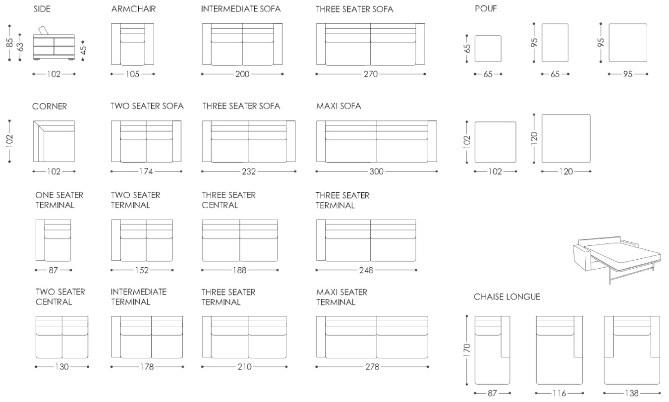 Размеры Диван Asnaghi Burt Размеры Диван Asnaghi Burt