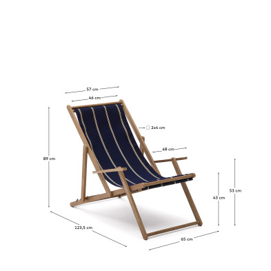 Шезлонг La Forma Vilara 123,5 x 65 x h89 см, складной уличный, в сине-бежевую полоску