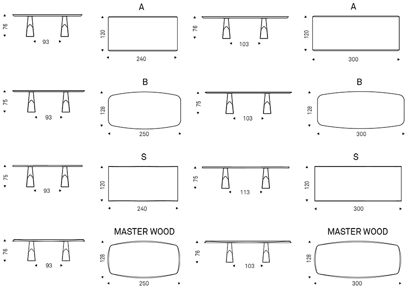 Размеры Стол в столовую Cattelan Italia Mad Max Wood