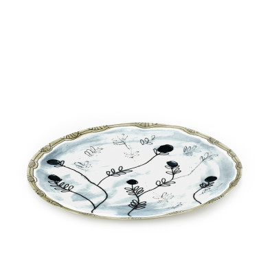 Тарелка для закусок, салата Serax Midnight Flowers, диаметр 24 см, Черничный чай, фарфор