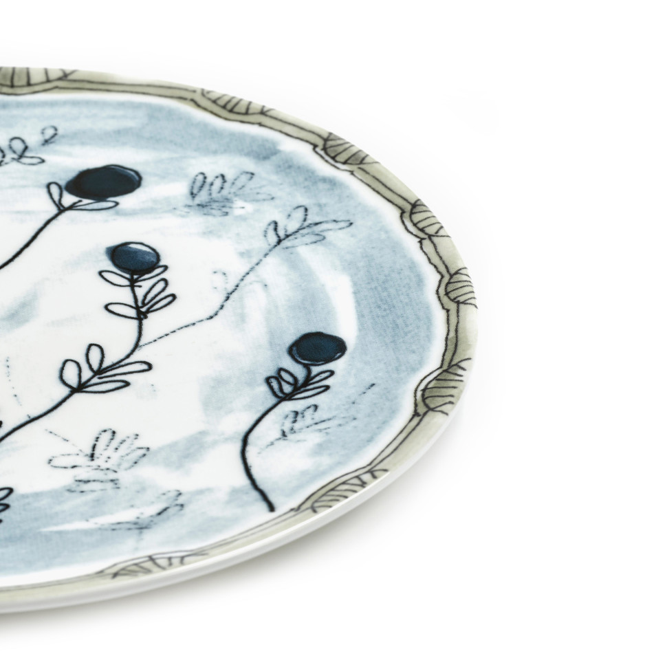 Тарелка для закусок, салата Serax Midnight Flowers, диаметр 24 см, Черничный чай, фарфор