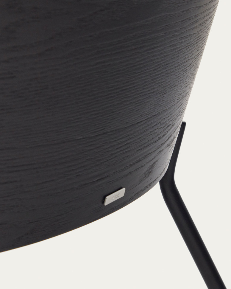 Кресло La Forma Eamy 78 x 72 x h82 см, светло-серое, из шпона ясеня с чёрной отделкой