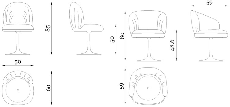 Размеры Стул Rugiano Fandango Swivel