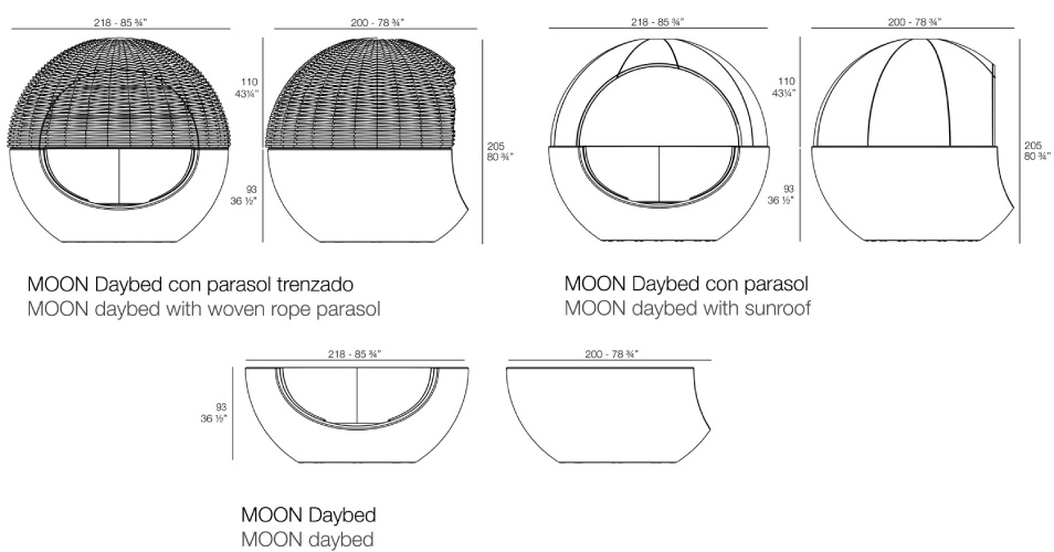 Размеры Кушетка Vondom Ulm Moon