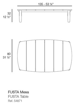 Размеры Журнальный стол Vondom Fusta