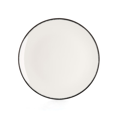 Комплект из 2-х обеденных тарелок Serax DE, диаметр 24 см, кремовый, чёрный, вариант №1, фарфор