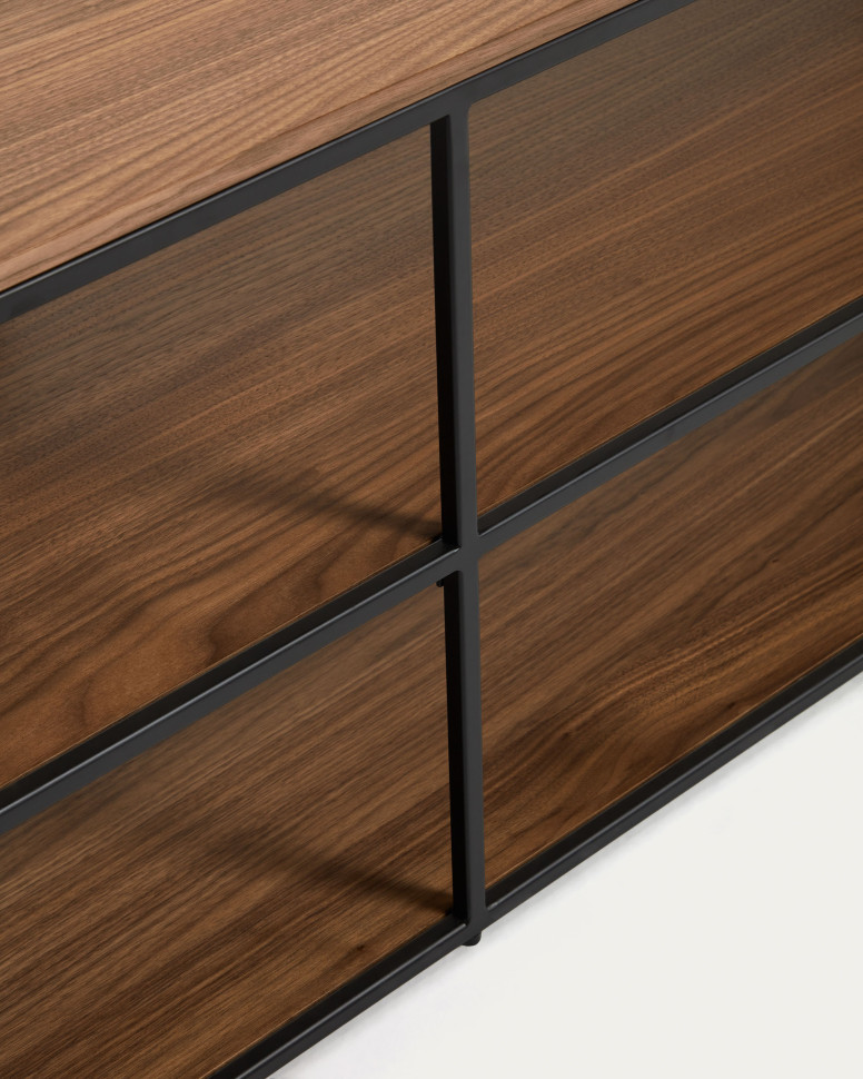 Тумба под ТВ La Forma Yoana 160 x 40 x h50 см, из орехового шпона и чёрного металла