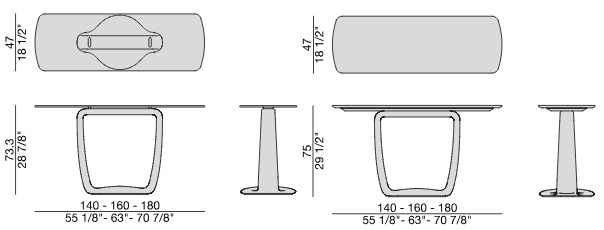 Размеры Консоль Porada Saddle