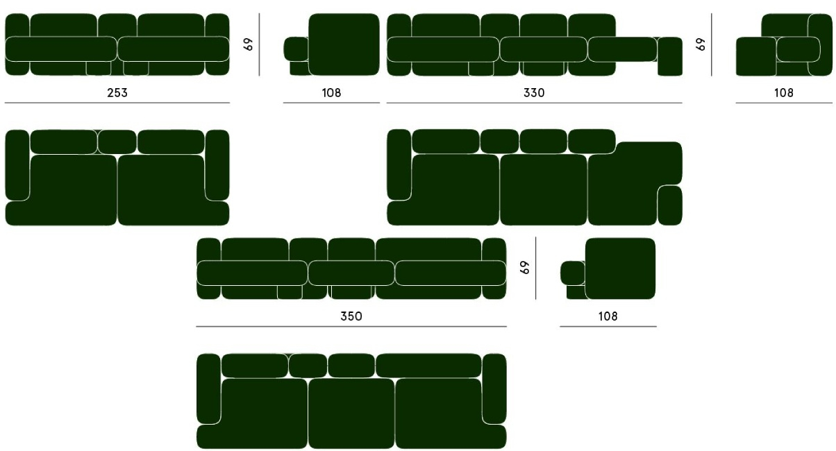 Размеры Диван Carpanese Home Cusco 3P