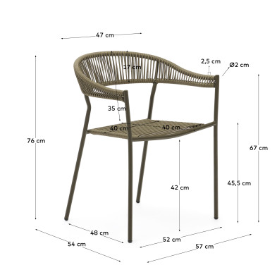 Садовый стул La Forma Futadera 57 x 54 x h76 см, из зелёного шнура и стали