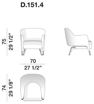 Размеры Кресло Molteni D.151.4