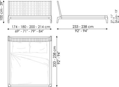 Размеры Кровать Bonaldo Honeymoon