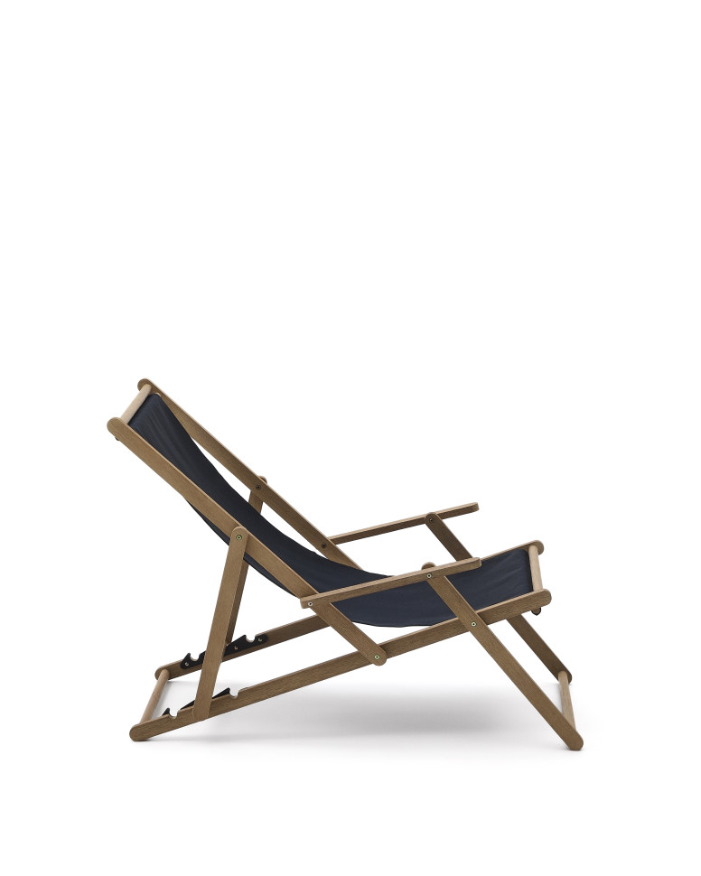 Складное кресло La Forma Vilara 65 x 123,5 x h89 см, чёрное, из акации и текстиля