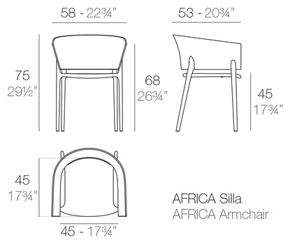 Размеры Полукресло Vondom Africa