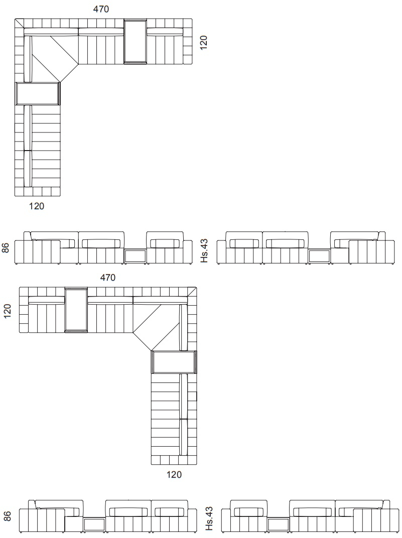 Размеры Диван Dv home collection Edmond Lounge Modular