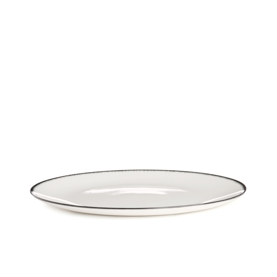 Комплект из 2-х тарелок для салата Serax DE, диаметр 17,5 см, кремовый, чёрный, вариант №1, фарфор