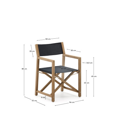 Кресло La Forma Vilara 56 x 52 x h85 см, складное, уличное, чёрное, из акации и текстиля