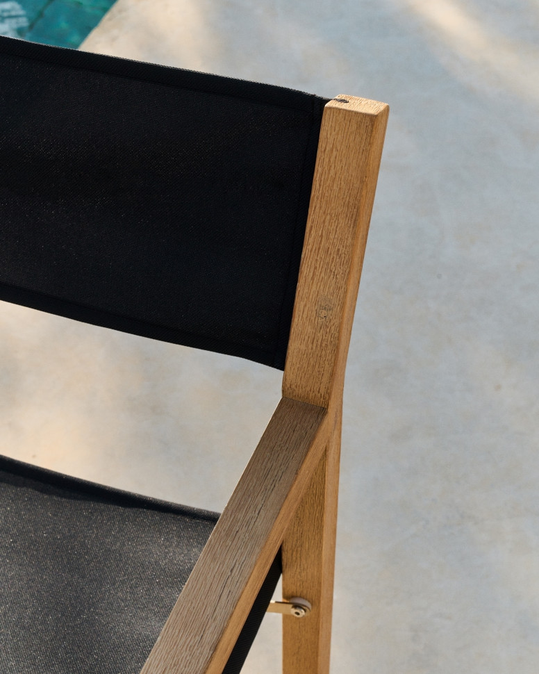 Кресло La Forma Vilara 56 x 52 x h85 см, складное, уличное, чёрное, из акации и текстиля
