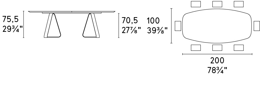 Размеры Стол Calligaris Sunshine CS4128-fs-200