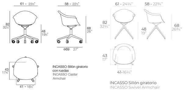 Размеры Полукресло Vondom Incasso