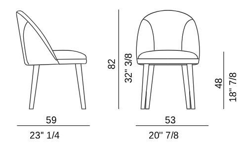 Размеры Стул Eforma Minni 4 gambe legno