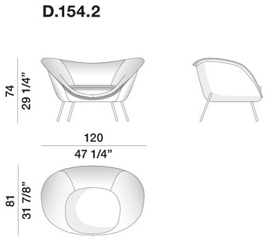 Размеры Кресло Molteni D.154.2