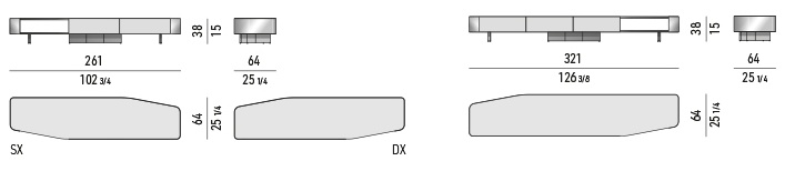 Размеры Буфет Minotti Diagramma
