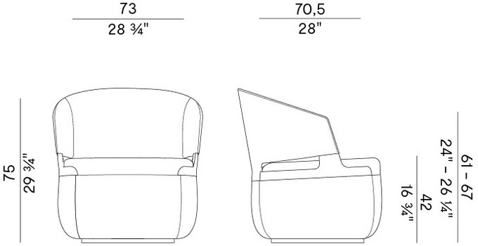 Размеры Кресло Potocco Velis 942/PLAG