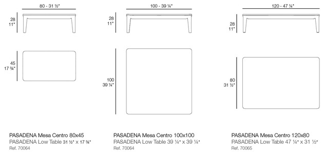 Размеры Журнальный стол Vondom Pasadena