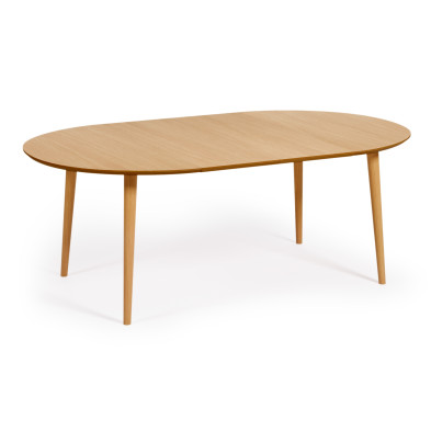 Раздвижной стол La Forma Oakland 120(200) x 120 x h74 см, из МДФ с дубовым шпоном, натуральный цвет