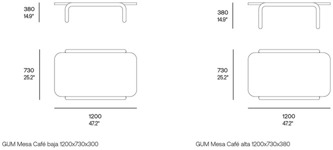 Размеры Журнальный стол Vondom Gum